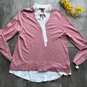 Ivanka Trump Sweater Medium Pink White Knit